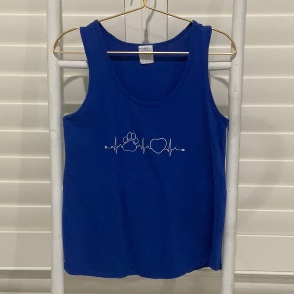 Port & Company Dog Heart Line Royal Blue Tank | M - Picture 1 of 5